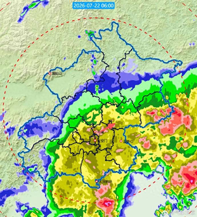 预计未来1-2小时，北京大部地区有雷阵雨，请注意防范